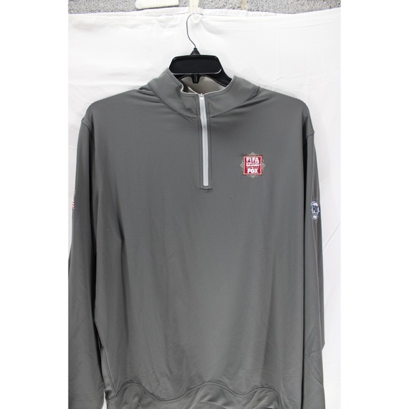 NWT Peter Millar Crown Sport Qtr Zip Pullover 2022 Qatar World Cup Gray Size XXL